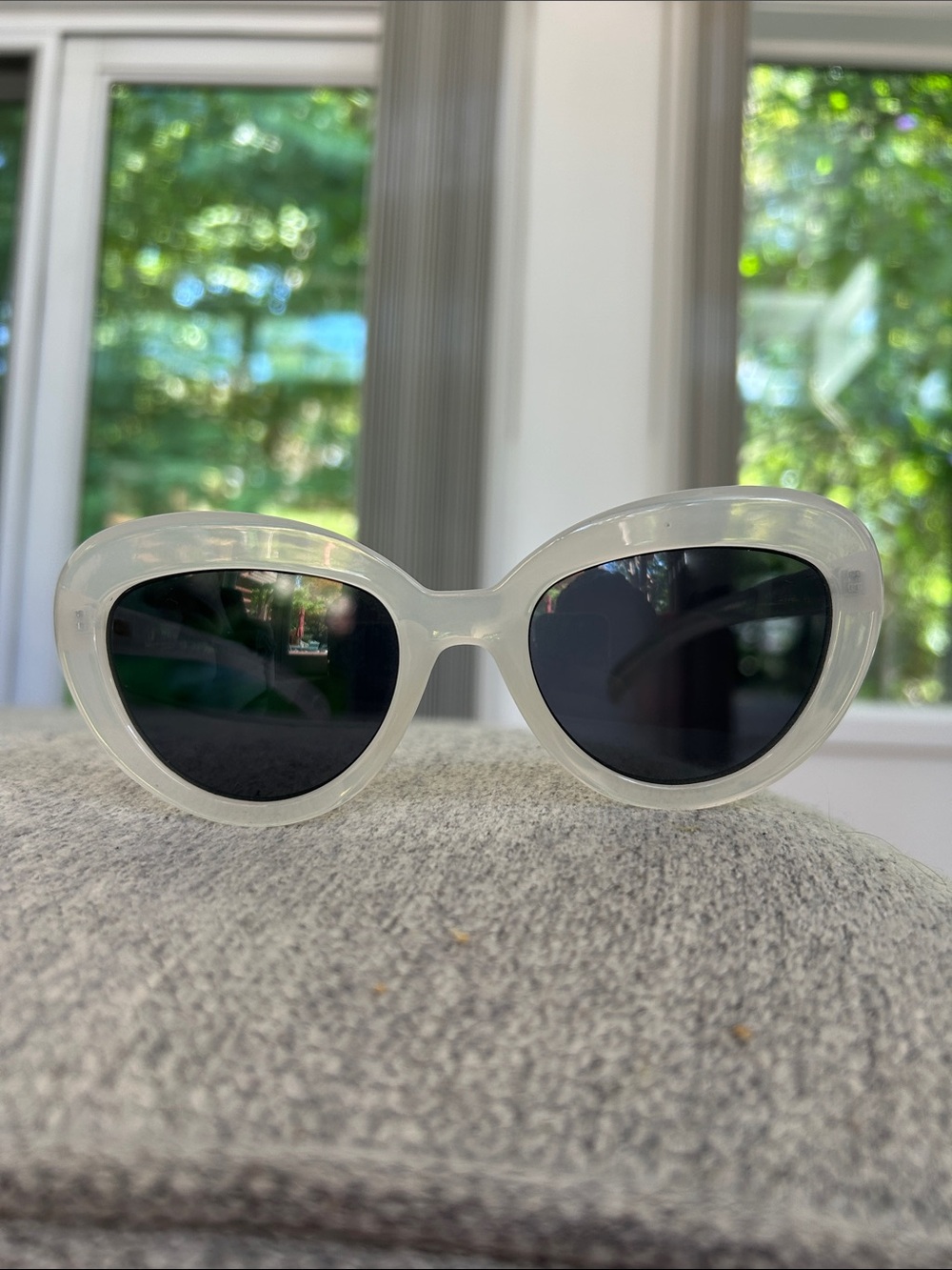 NWOT J. Crew White Cat-Eye Sunglasses with Black Lenses